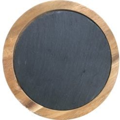 Round Acacia Cheese Board with Slate Insert