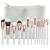 GreenLeaf White Makeup Brush Set 15 Piece with Cosmetic Bag