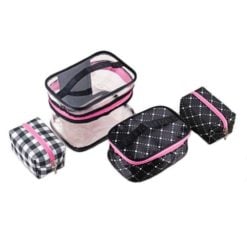 GreenLeaf Double Layer Makeup Toiletry Cosmetic Bag 4 Piece