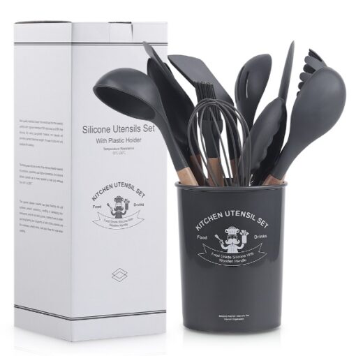 CheffyThings Silicone Utensil 12 Piece Set Charcoal