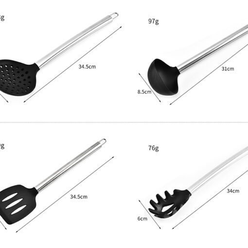 CheffyThings Stainless Steel and Silicone Utensil 15 Piece Set - Image 2