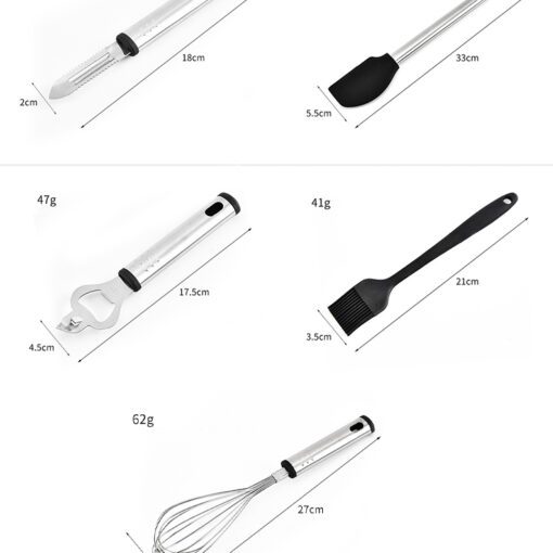 CheffyThings Stainless Steel and Silicone Utensil 15 Piece Set - Image 3