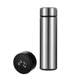 CheffyThings Digital Double Wall Vacuum Flask Travel Mug Silver