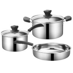 CheffyThings Stainless Steel Cookware Set with Glass Lids 5 Piece