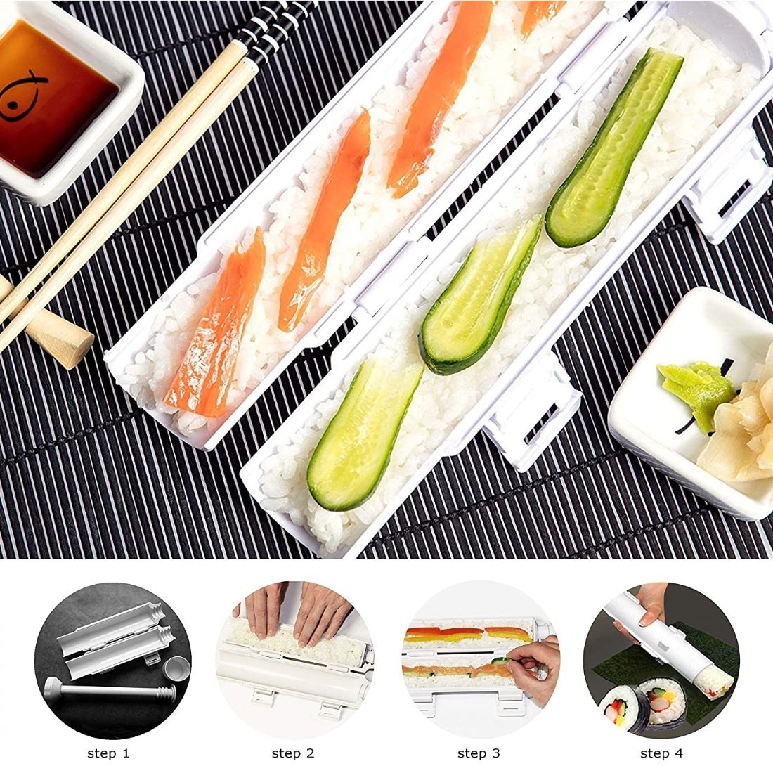 Sushi Maker Kit - Sushi Rolling Mats, Rice Paddle, Spreader, Sushi Sau