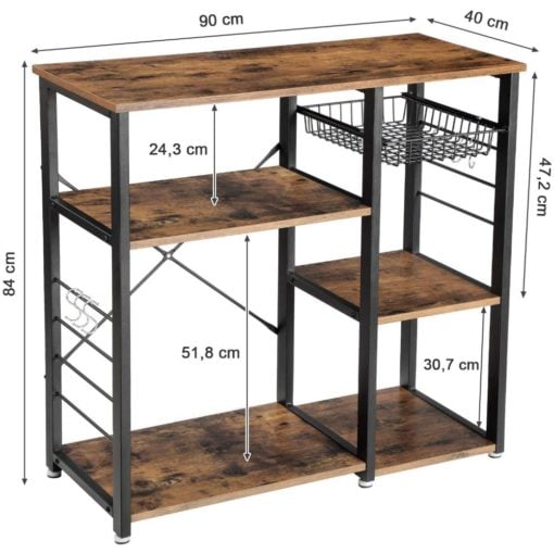 Bragg Sydney Rustic Kitchen Baker's Rack