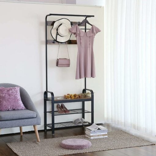 coat and shoe rack with bench