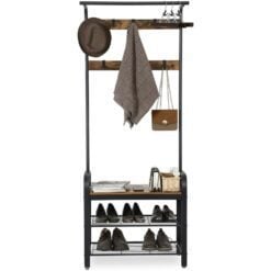 coat and shoe rack with bench