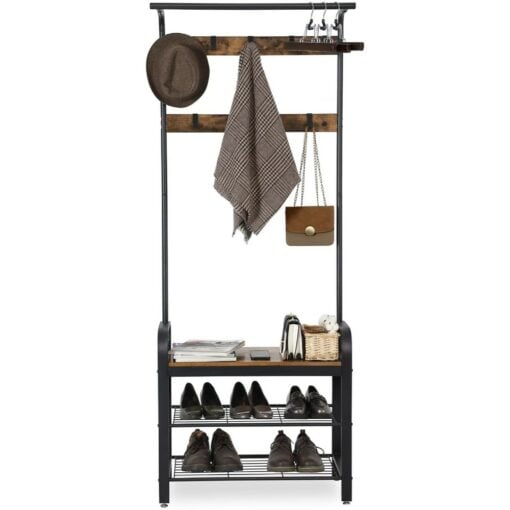 coat and shoe rack with bench