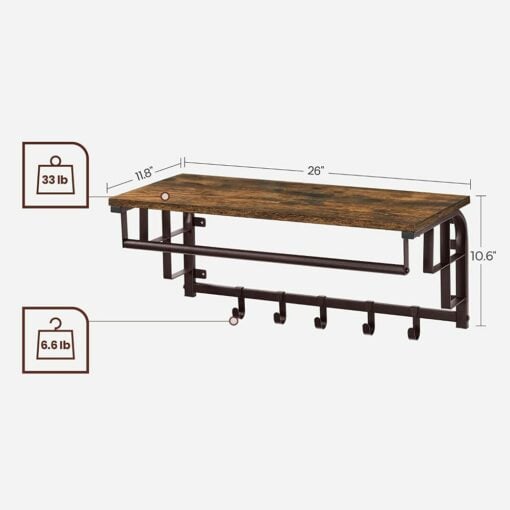 Bragg Havana Wall Mounted Coat Rack