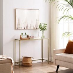 Entryway Glass Console Table Gold