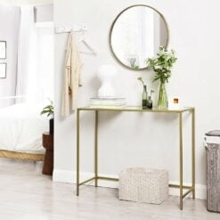 Entryway Glass Console Table Gold
