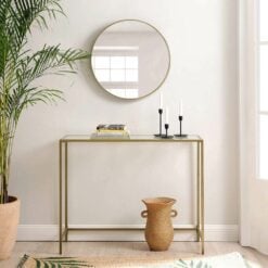 Entryway Glass Console Table Gold