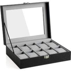 Songmics Watch Box with Glass Lid 10 Slots