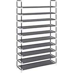 Songmics Black Fabric 10-Tier Shoe Storage Rack