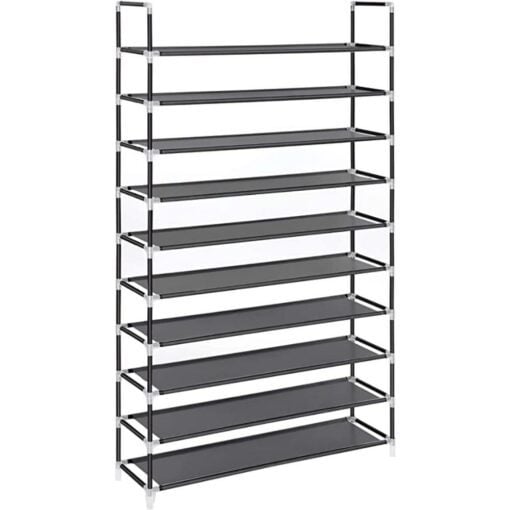 Songmics Black Fabric 10-Tier Shoe Storage Rack