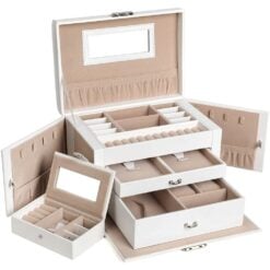 songmics dual case jewellery box white