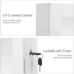 Songmics Jewellery Cabinet and Mirror white