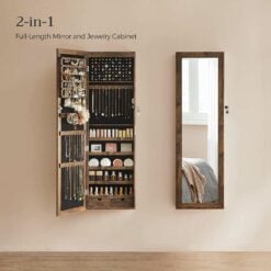 Songmics Jewellery Cabinet and Mirror Brown