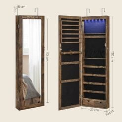 Songmics Jewellery Cabinet and Mirror Brown