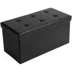 Songmics Foldable Medium Storage Ottoman Black