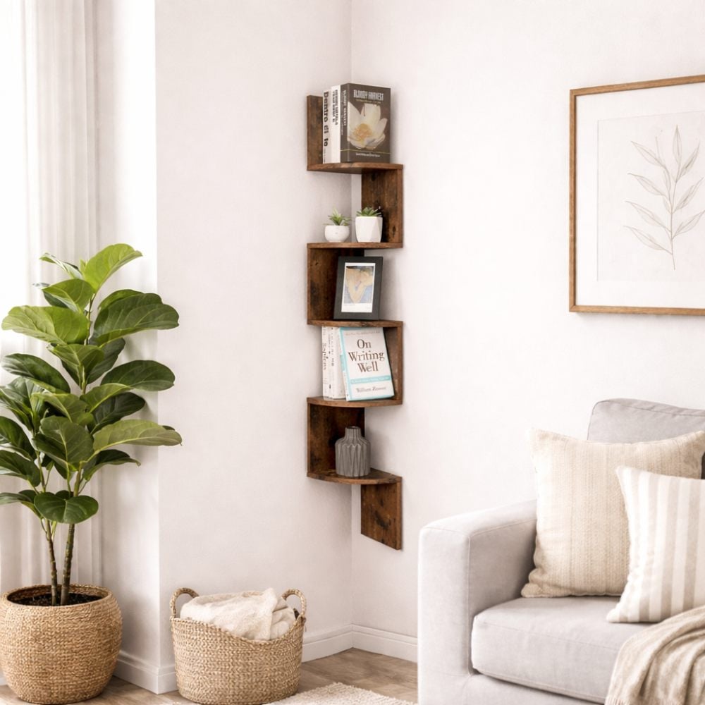 Bragg Corner Display Bookshelf Brown