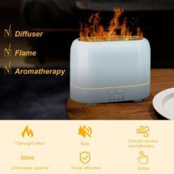 GreenLeaf Flame Ultrasonic Essential Oil Diffuser and Humidifier 200ml White