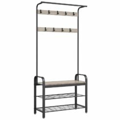 Bragg Lucerne Coat and Shoe Rack with Bench, Greige