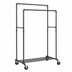 Songmics Clothes Rack on Wheels with 2 Rails, Black