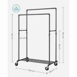 Songmics Clothes Rack on Wheels with 2 Rails dimensions