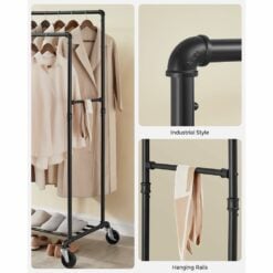 Songmics Clothes Rack on Wheels with 2 Rails Features