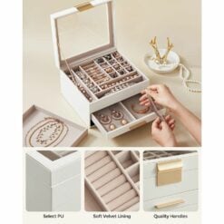 Songmics Jewellery Box with Glass lid features