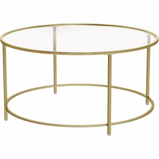 Bragg Zurich Round Glass Coffee Table Gold