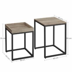 Bragg Tokyo Nesting Side Table Greige Dimensions