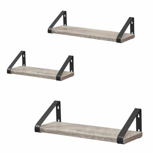 Bragg Dublin Floating Wall Shelves Set of 3, Greige