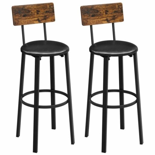 Bragg Panama Rustic Bar Stools with Backrest, Set of 2