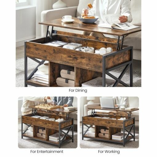 Bragg Vienna Rustic Lift Top Coffee Table Features
