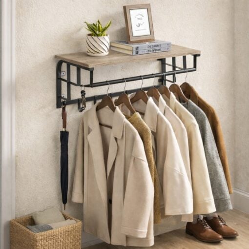 Bragg Havana Wall Mounted Coat Rack, Greige