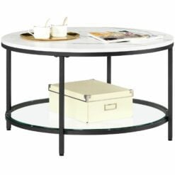 Bragg Seattle Round Two-Tier Marble and Glass Coffee Table