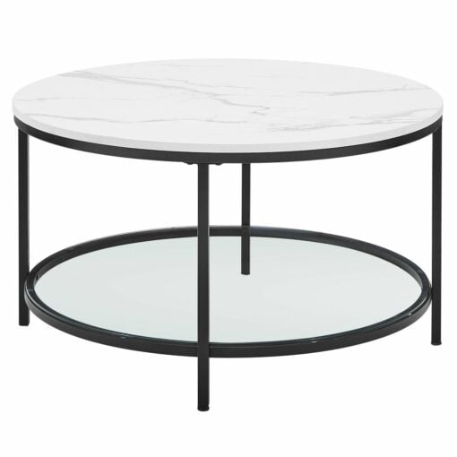 Bragg Seattle Round Two-Tier Marble and Glass Coffee Table
