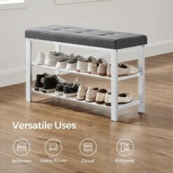 Songmics 3 Tier Shoe Rack Bench White GreenLeaf Home