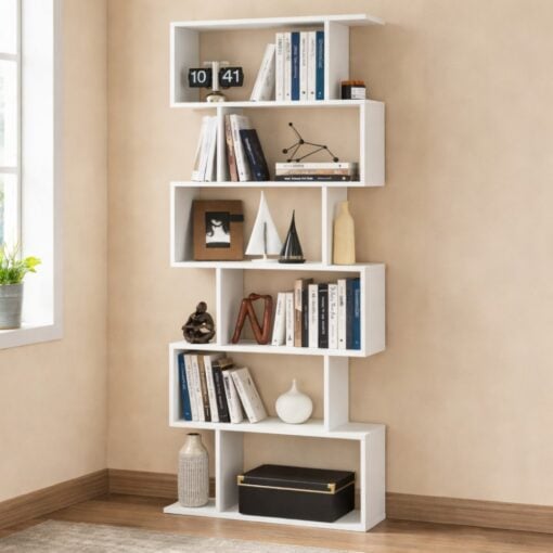 Bragg Bilbao 6-Tier Bookcase Storage Shelf, White