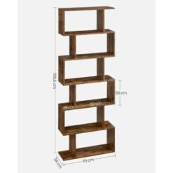 Bragg Bilbao 6-Tier Bookcase Storage Shelf, Brown Dimension