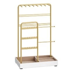 Songmics Jewellery Stand with Velvet Tray Gold