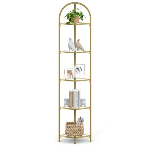 Bragg Tromso 5-Tier Corner Display Shelf, Gold