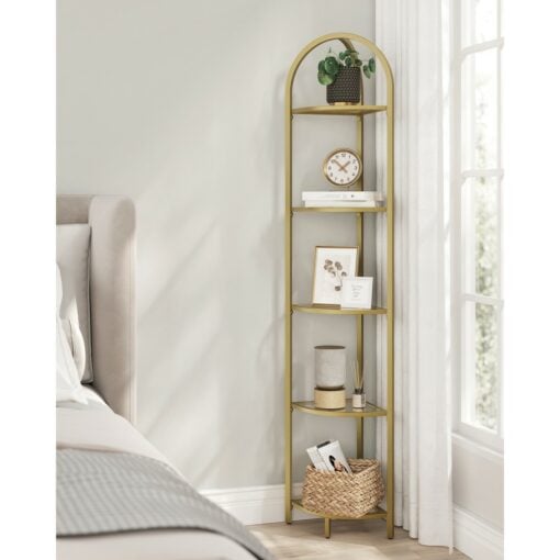 Bragg Tromso 5-Tier Corner Display Shelf Gold Bedroom