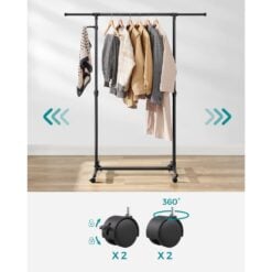 Songmics Rolling Clothing Rail Garment Rack Black Wheels