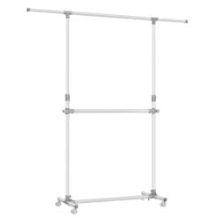 Songmics Rolling Clothing Double Rail Garment Rack White