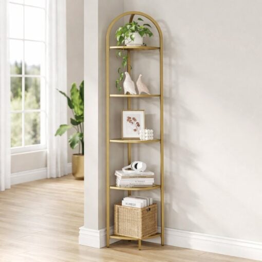 Bragg Tromso 5-Tier Corner Display Shelf, Gold