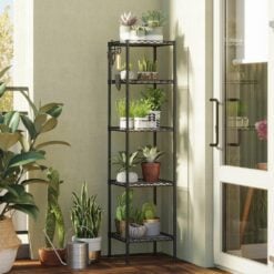 Songmics 5-Tier Expandable Storage Shelf with Hooks